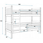 Poschodová posteľ Carino 190x80 biela + matrace